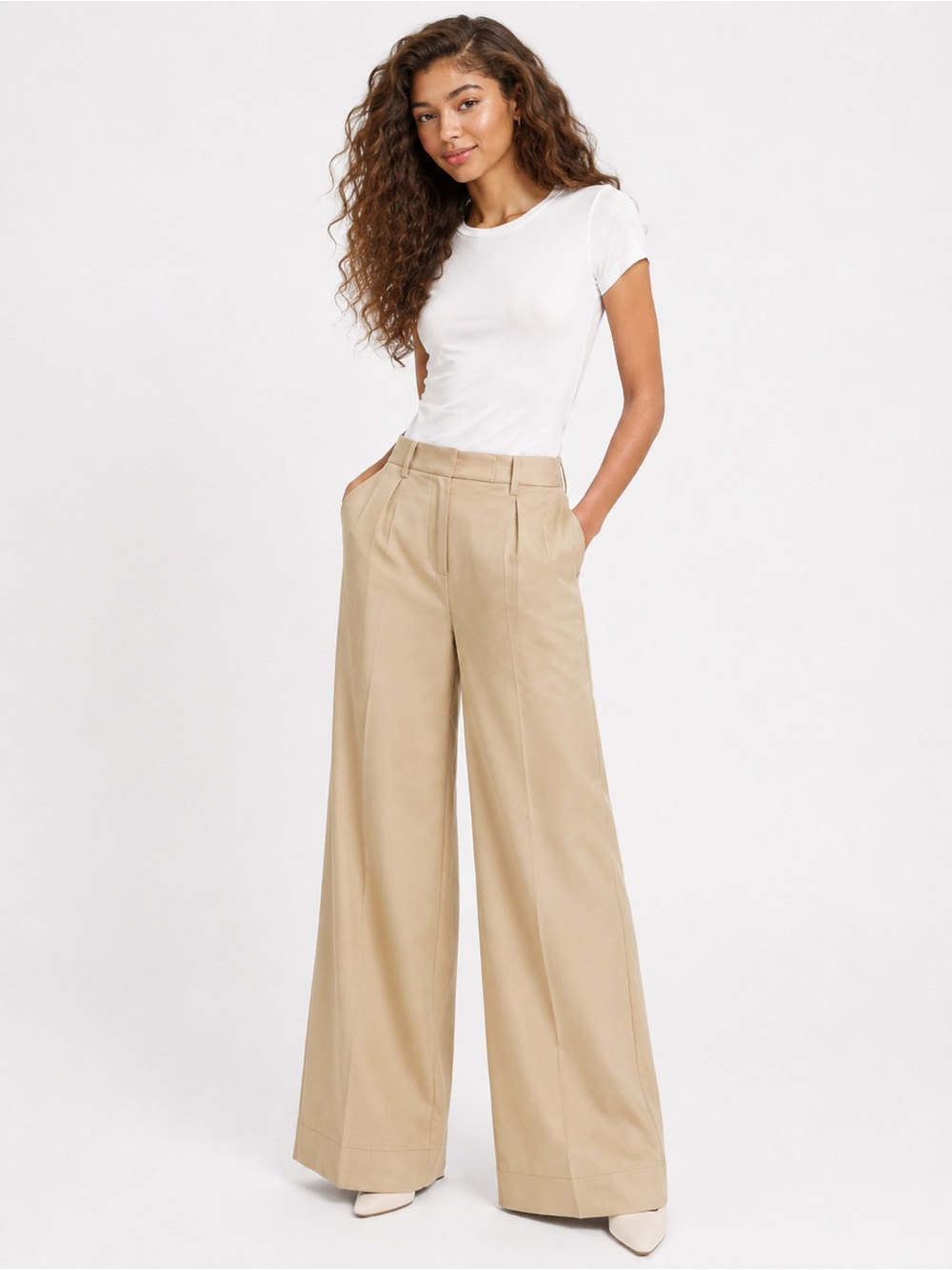 NWT Banana Republic Khaki Wide-Leg High-Rise Trousers